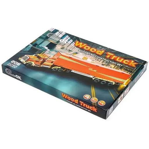 Детский деревянный 3D конструктор Фура с прицепом PuzzleOk Puz-00952 206 деталей - фото 1