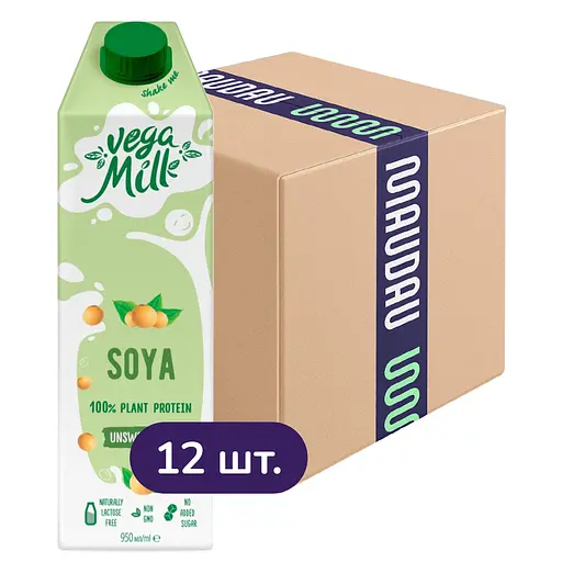 Упаковка соевого напитка Vega Milk Soya 11.4 л (950 мл х 12 шт.) - фото 1