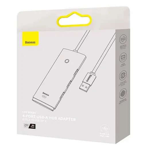 Конвертер хаб Usb Baseus 4-in-1 Lite Series 4-Port Usb-A to 4xUsb3.0 2 метра - фото 7