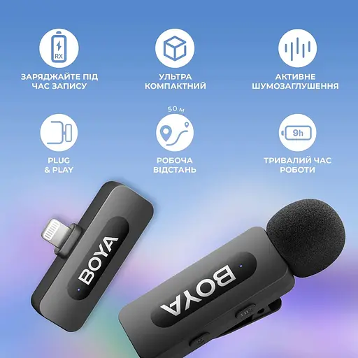 Мікрофон Boya BY-V2 Lightning Black (BY-V2) - фото 13