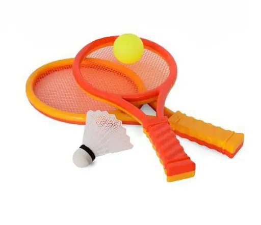 Бадмінтон дитячий MR 0662, ракетки 2шт, м'ячик, воланчик, розмір 37-16,5см, в сітці 43-16,5-4см (6903317443086) Жовто-помаранчевий - фото 1