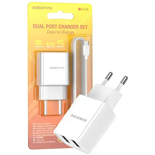 Сетевое зарядное устройство блок Borofone BA53A 2 x USB 2.1 A с кабелем Type-C