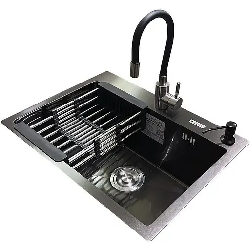 Комплект мийка + змішувач Romzha Arta U-550S BL (C)