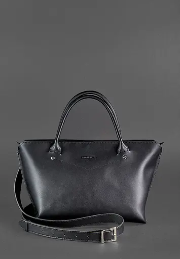 Жіноча шкіряна сумка Midi чорна - фото 6