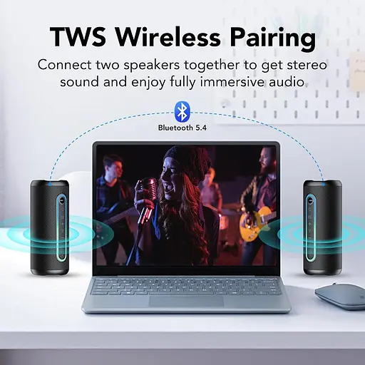 Bluetooth-динамік з підсвіткою, Bluetooth 5.4 Music Box, подвійний динамік, подвійні басові драйвери, 30 годин автономної роботи - фото 2