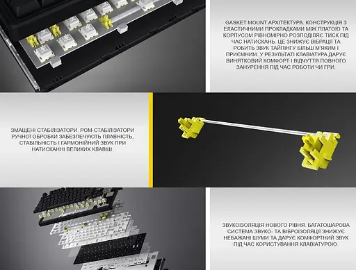 Клавіатура ігрова механічна HATOR HTK-1160-UA Skyfall 65 Black Sterling Speed Switches - фото 8