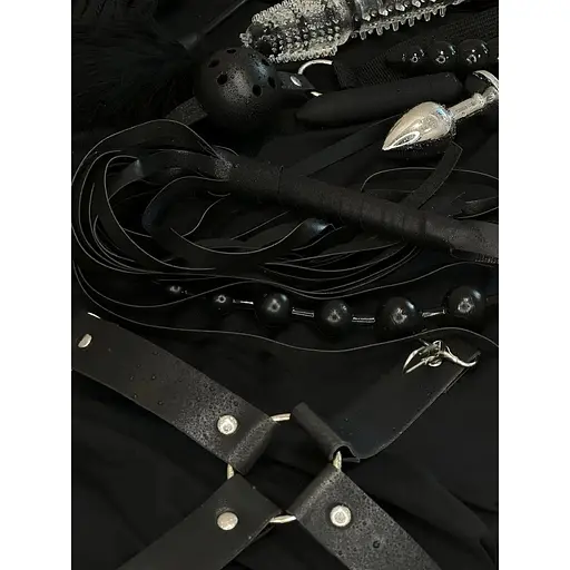 Еротичний набір БДСМ для рольових ігор Чорний БДСМ набір 15 предметів для рольових садо-мазо ігор Фетиш - фото 2
