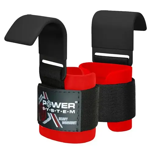Крюки для тяги на запястье Power System PS-3310 Hardcore Hooks Black/Red (PS-3310_Black-Red) - фото 1