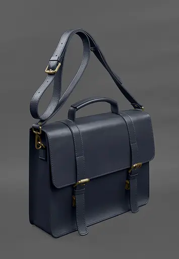 Шкіряна сумка-портфель Porte синій - фото 3
