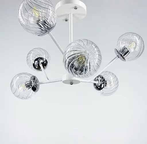 Стельова люстра на 6 плафонів в білому корпусі | Арт. 8122/6 WT | Line F - фото 3