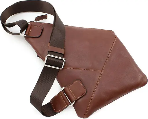 Чоловіча шкіряна сумка-слінг GRANDE PELLE 30х20х1 см sum0022228 - фото 3