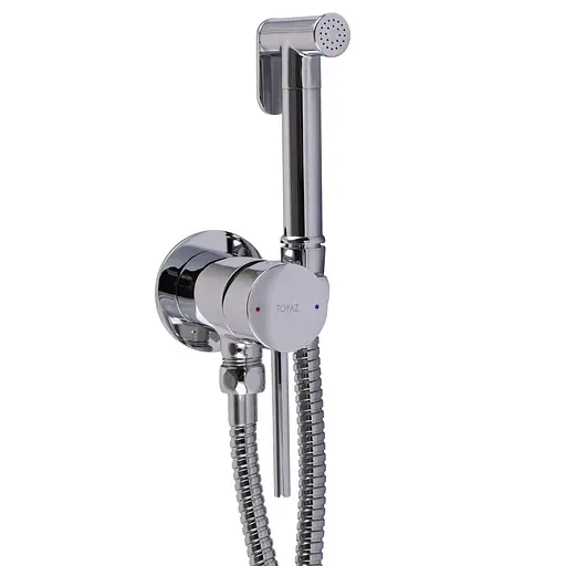 Змішувач гігієнічний TOPAZ LOFT TLF 32106-H39-C латунний моноблок для ванної з душовим шлангом і кріпленням