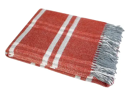 Плед вовняний Vladi Метро 140х200 червоний-білий-дим 2 - фото 1