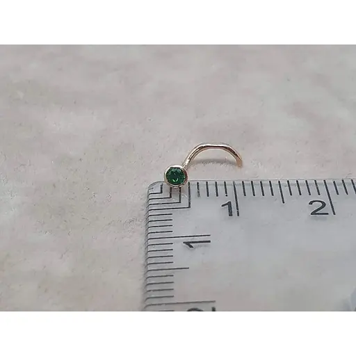 Золота сережка-пірсинг Dear в ніс Dear с фіанітом. 1023.1 Зелений - фото 4