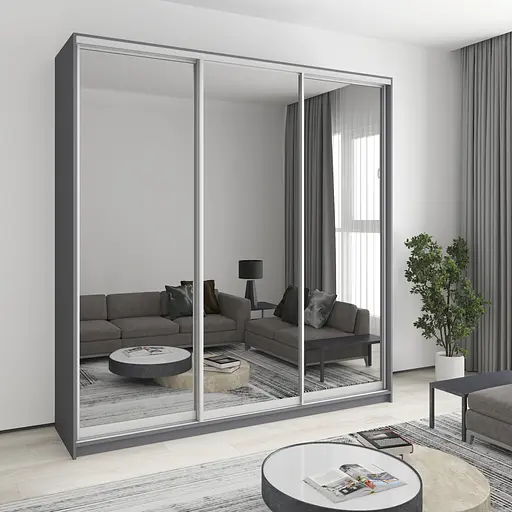 Шкаф-купе трехдверный MebelStar Стандарт AL 3 Зеркала 230x45x240 см Антрацит (MBS-1863)