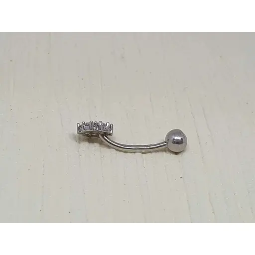 Срібна сережка для пірсингу Астор пупка з фіанітами. 818-2114Р - фото 2