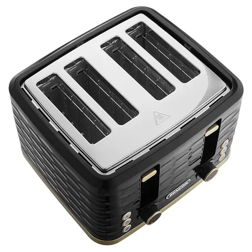 Тостер Sencor 1600 Вт подогрев размораживание 4 слота пластик черно-золотой - фото 3