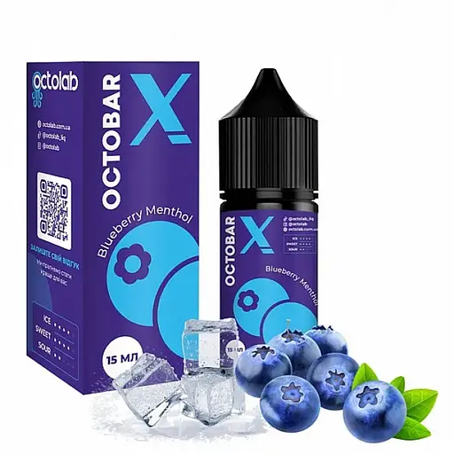 Набор компонентов для самозамеса солевой заправки Octobar X 30 мл Blueberry Menthol Голубика Ментол, 0-65 мг (17892) - фото 2