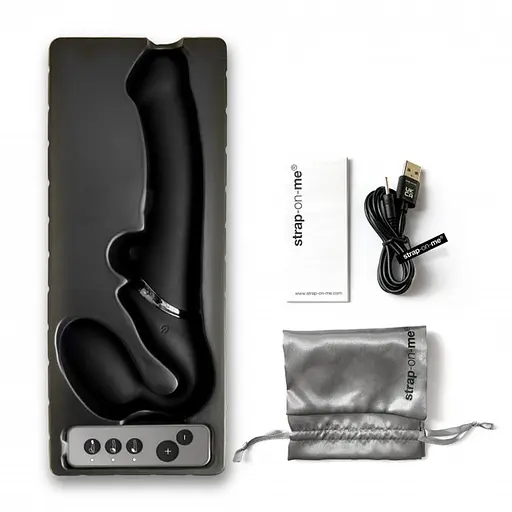 Двойной страпон с вибрацией Strap-On-Me 18 см черный - фото 8