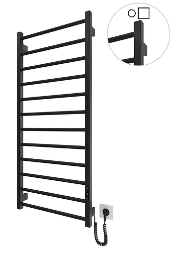 Электрический полотенцесушитель HF Leeds 1170x530 black matte 6.1.0805.06.BM, Черный матовый, универсальное (коннектор), Электронный - фото 1