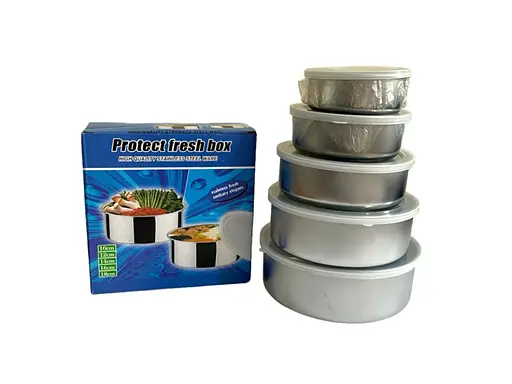 Набор контейнеров емкостей для еды из нержавеющей стали с крышками 5 шт., Kitchen Master Серебристый 86872 - фото 2