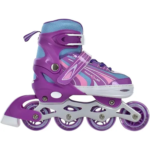 Ролики Profi A4146-M-V розсувні, шнурівка + бакля, діаметром 70 мм ПУ, розмір 35-38 фіолетові