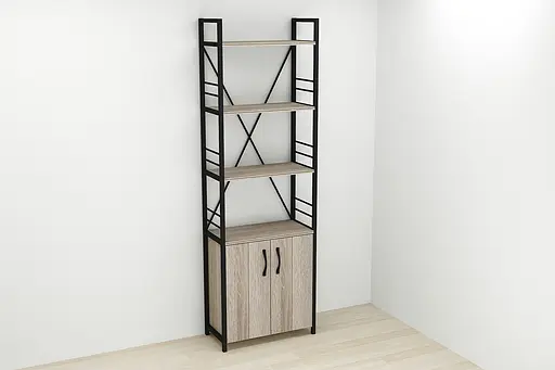 Етажерка 4/60 Ferrum-decor Серії Конект із тумбою 179x60x28 Чорний ДСП Сонома Трюфель (FRD-104488) - фото 2