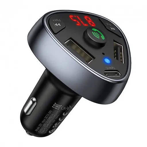 Автомобильный FM-модулятор Hoco E51 + Bluetooth (2USB+PD) - фото 2