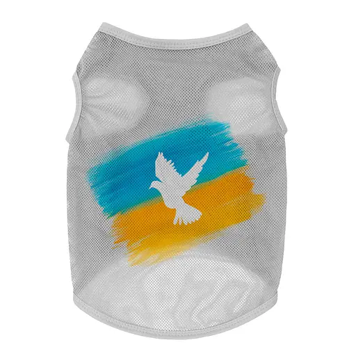 Майка для собак Waudog Clothes малюнок "Прапор", сітка, M, B 38-41 см, C 20-23 см сірий - фото 2