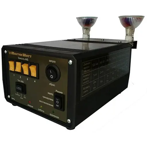 Зарядно-восстановительное устройство (ЗВП) для аккумуляторов 12V (MF, WET, AGM, GEL), с набором погрузочных ламп, Ток заряда до 25А, 160-255V