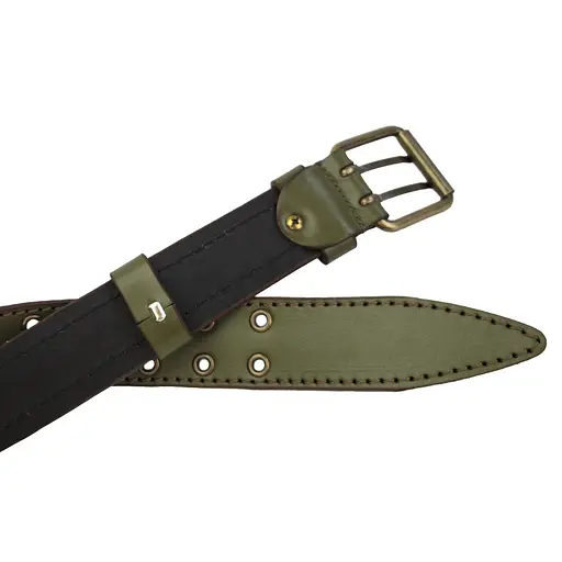 Ремень мужской кожаный хаки JK-4074 (120 см) с люверсами - фото 6