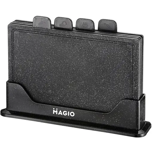 Набір обробних дощок Magio MG-1255B на підставці щільні 5 предметів Чорний - фото 1