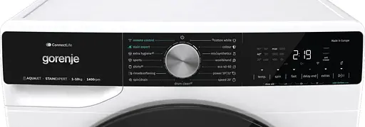 Стиральная машина Gorenje фронтальная 10 кг 1400 A+++ 60 см инвертор дисплей пара Wi-Fi подсветка барабана белый - фото 6