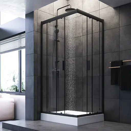 Душевая кабина Am.Pm Gem 100x80 см без поддона black matt W90UG-404-100280-BT, Черный матовый, Универсальная, прозрачная - фото 3