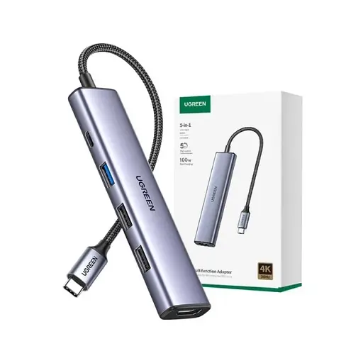 Адаптер UGREEN CM478 USB Type-C to HDMI, USB 3.0*4 Gray 15495 - фото 2