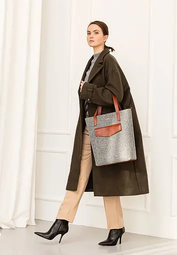 Фетрова жіноча сумка Шоппер D.D. з шкіряними коричневими вставками - фото 7