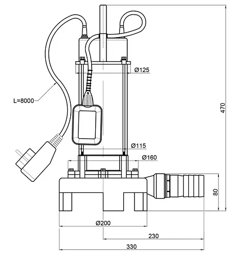 Дренажно-фекальний насос Thermo Alliance WSD18-12-1,3CD з поплавком та ножем - фото 4