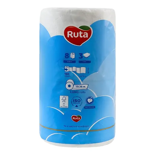 Папір туалетний Ruta Pure White Deluxe 8 рул 3 ш білий манго - фото 4