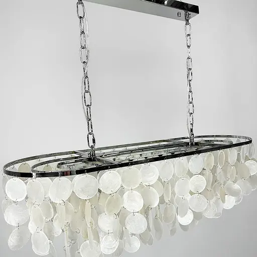 Удлиненная серебряная люстра ATHELIA с перламутровыми пластинами | Ст. 1537-800*300 СН | Line F - фото 4