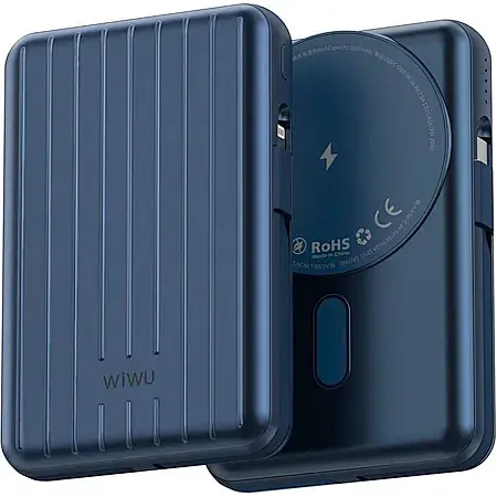 Зовнішній акумулятор Wiwu PP04 Trunk Series Magnetic Wireless 20000mAh 22.5W Blue (6936686411530) [104337] - фото 2
