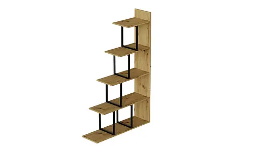 Этажерка Ferrum-decor Стелла 1600x1020x300 Черный металл ДСП Дуб Артизан (FRD-105491)