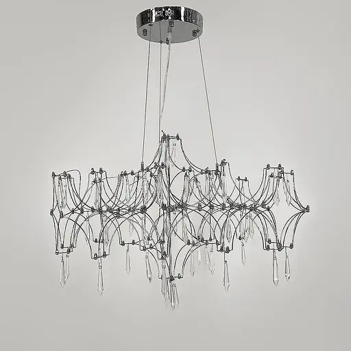 Дизайнерська невагома срібна люстра із кришталем Ø 70 см | Арт. MJ 203-730 CH | Line F - фото 6