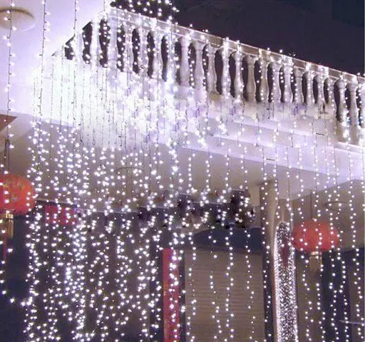 Гірлянда штора завіса Водоспад 3х3 м 280 LED велика лампа 3D (білий шнур, з перехідником) Білий - фото 3