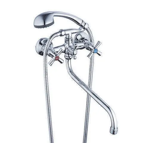 Змішувач для ванної буксовий кульовий перем. довгий фігурний гусак Wezer DFR7-A722 1/10 Хром - фото 1