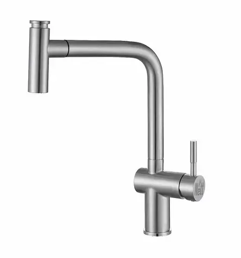 Cмеситель для кухни с выдвижным изливом нержавеющий Nett FBS-44 Нержавеющая сталь - фото 1