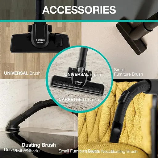 Пылесос контейнерный Gorenje 850 Вт HEPA телескоп. трубка синий - фото 4