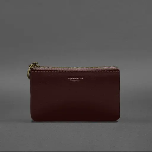 Шкіряна монетниця / міні-косметичка 3.0 бордова краст - фото 4