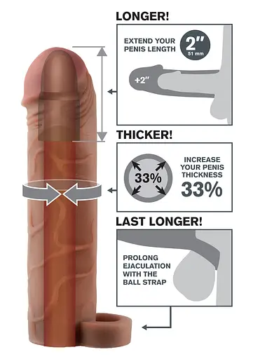 Насадка на пенис Pipedream Perfect 2" Extension with Ball Strap 19.1 см коричневый - фото 3