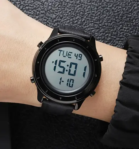 Чоловічий наручний електронний годинник Skmei 1864 (Чорний з білим циферблатом) - фото 8