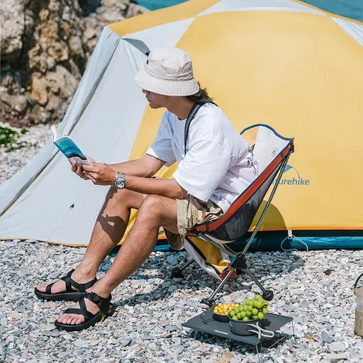 Туристическое раскладное кресло Naturehike YL08 NH20JJ027 (Бело-оранжевый) - фото 4
